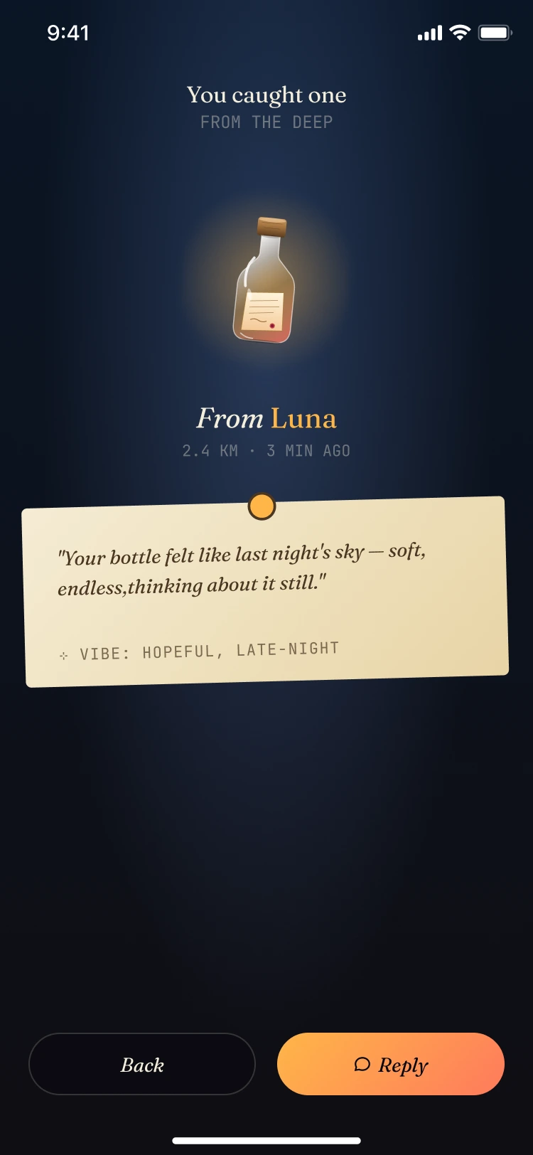 A shared note in a Nooka bottle